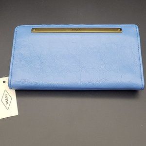 Sky Blue Fossil Leather Wallet